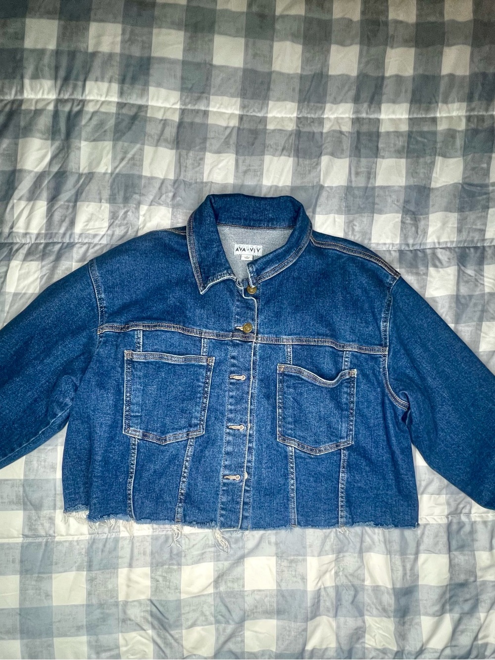 Ava & Viv Dark Blue Cropped Denim Jacket